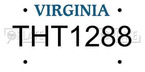 THT1288 Virginia License Plate