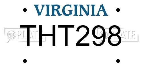 THT298 Virginia License Plate