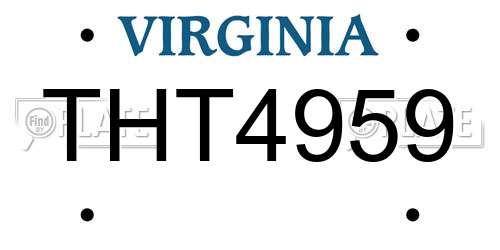 THT4959 Virginia License Plate