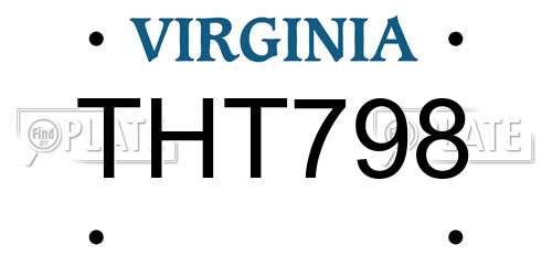 THT798 Virginia License Plate