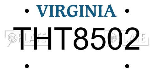 THT8502 Virginia License Plate