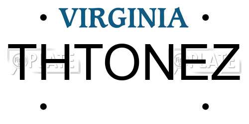 THTONEZ Virginia License Plate