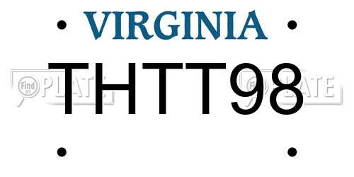 THTT98 Virginia License Plate