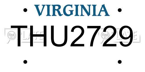 THU2729 Virginia License Plate