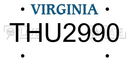 THU2990 Virginia License Plate