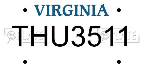 THU3511 Virginia License Plate