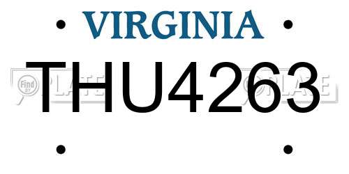 THU4263 Virginia License Plate