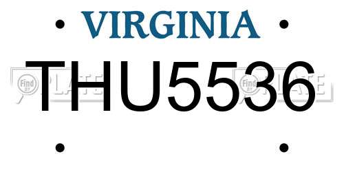 THU5536 Virginia License Plate