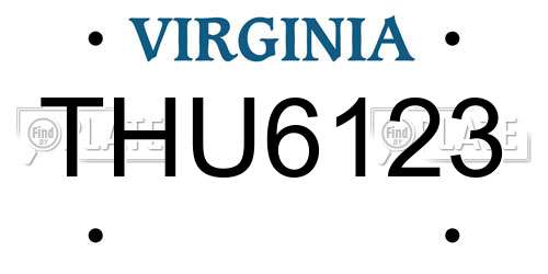 THU6123 Virginia License Plate