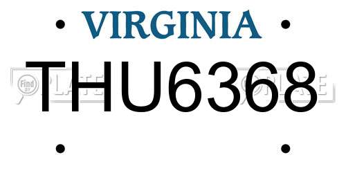 THU6368 Virginia License Plate