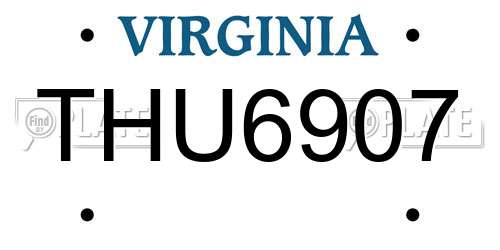 THU6907 Virginia License Plate
