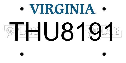 THU8191 Virginia License Plate