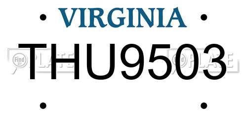 THU9503 Virginia License Plate