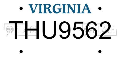 THU9562 Virginia License Plate