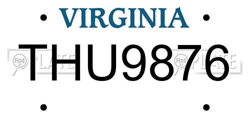 THU9876 Virginia License Plate