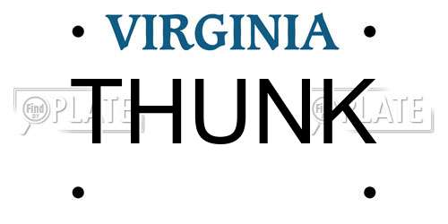 THUNK Virginia License Plate