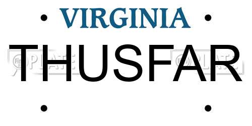 THUSFAR Virginia License Plate