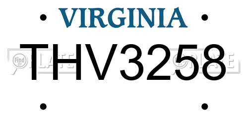 THV3258 Virginia License Plate