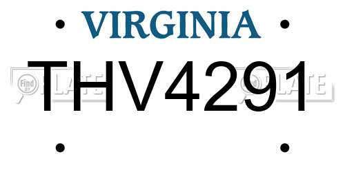 THV4291 Virginia License Plate