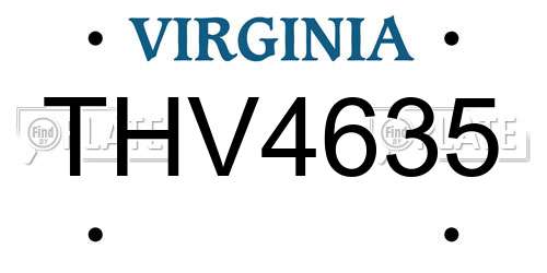 THV4635 Virginia License Plate