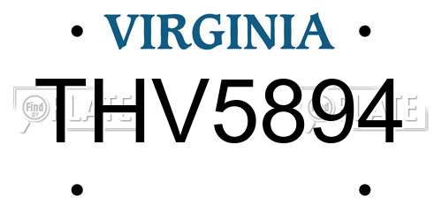 THV5894 Virginia License Plate