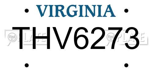 THV6273 Virginia License Plate