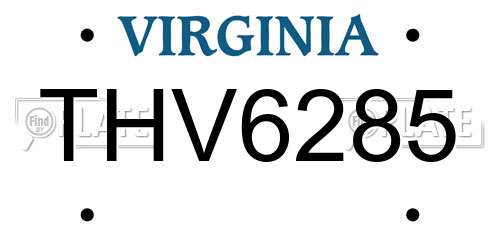 THV6285 Virginia License Plate