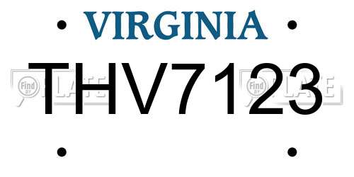 THV7123 Virginia License Plate