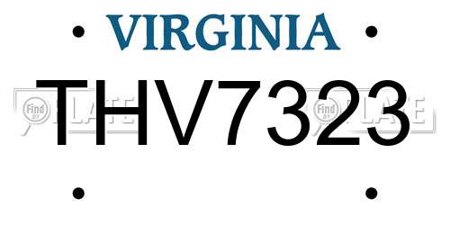 THV7323 Virginia License Plate