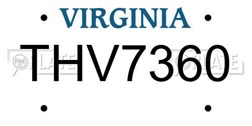 THV7360 Virginia License Plate