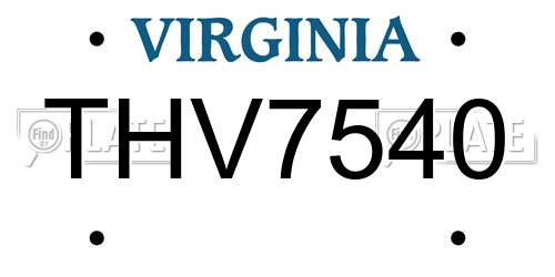 THV7540 Virginia License Plate