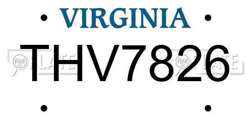 THV7826 Virginia License Plate