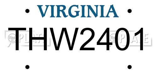THW2401 Virginia License Plate
