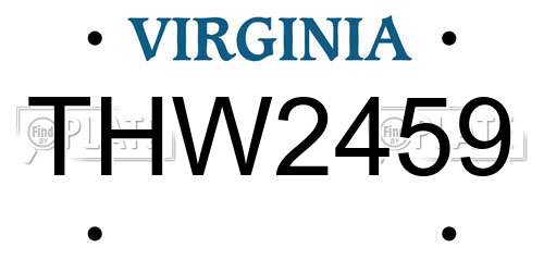 THW2459 Virginia License Plate
