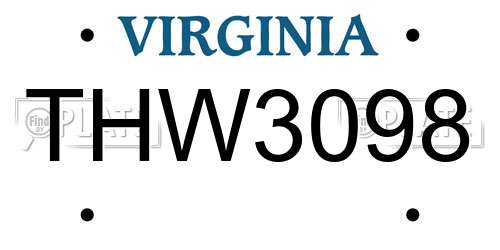 THW3098 Virginia License Plate