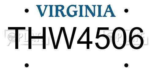 THW4506 Virginia License Plate