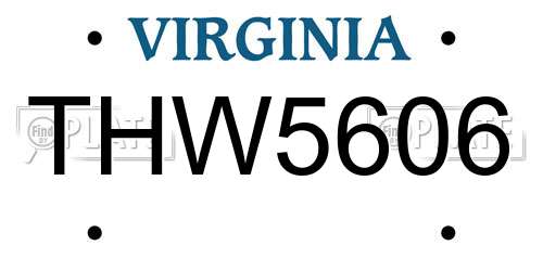 THW5606 Virginia License Plate