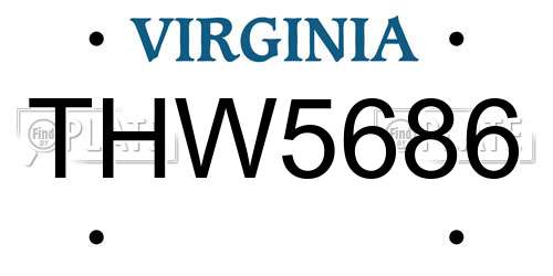 THW5686 Virginia License Plate