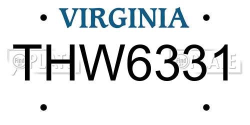THW6331 Virginia License Plate