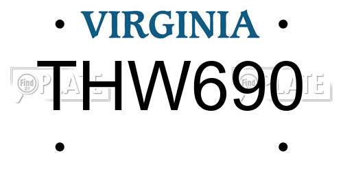 THW690 Virginia License Plate