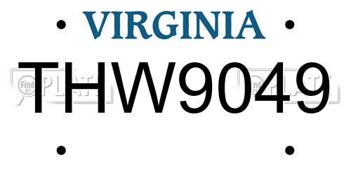 THW9049 Virginia License Plate