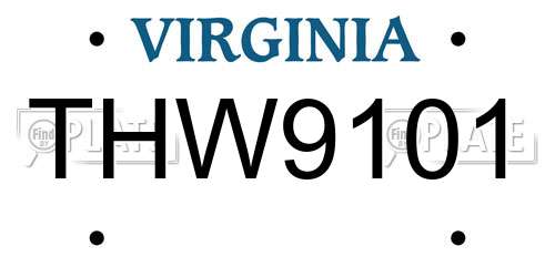 THW9101 Virginia License Plate