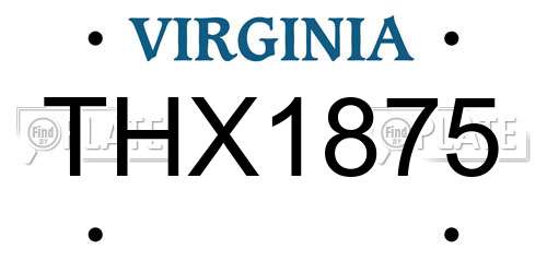 THX1875 Virginia License Plate