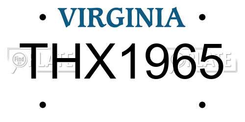 THX1965 Virginia License Plate