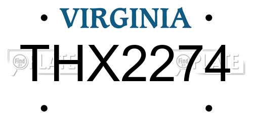 THX2274 Virginia License Plate