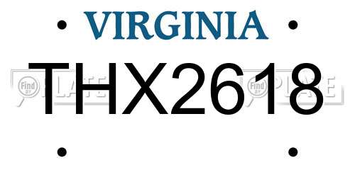 THX2618 Virginia License Plate