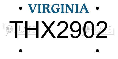 THX2902 Virginia License Plate