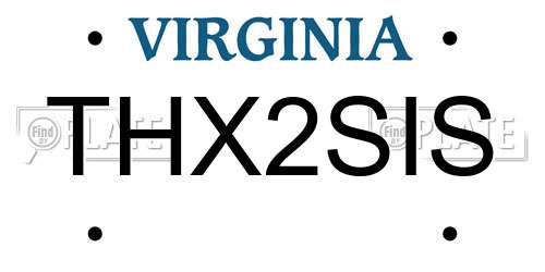 THX2SIS Virginia License Plate