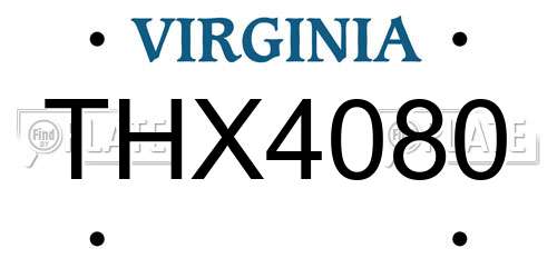 THX4080 Virginia License Plate