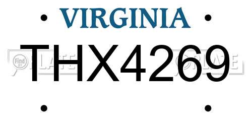 THX4269 Virginia License Plate